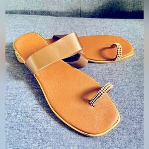 Elegant Brown Sandals with Rhinestone Detail